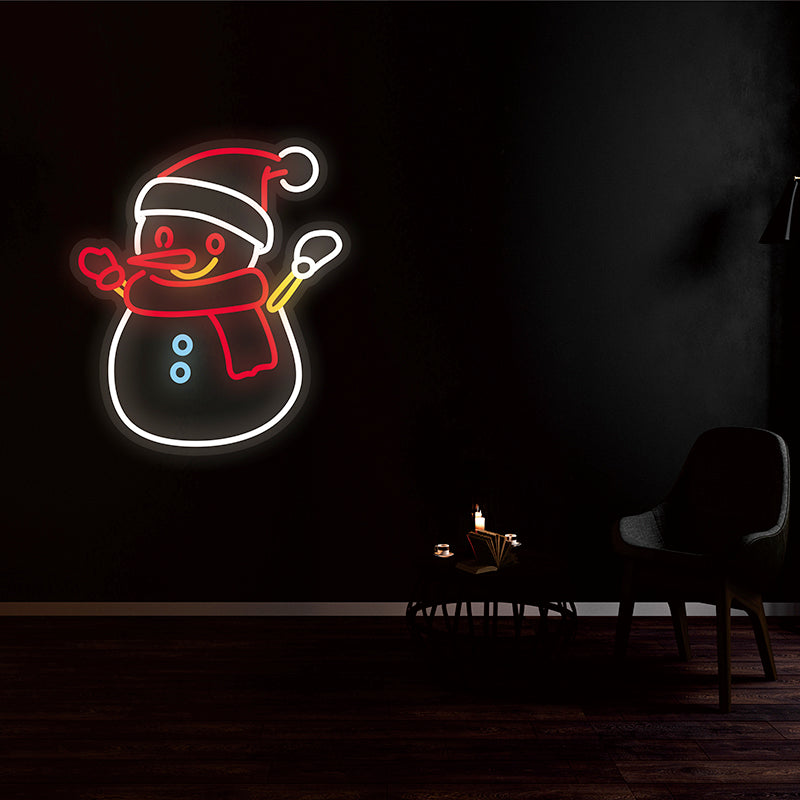 Snowman with Red Nose LED Sign