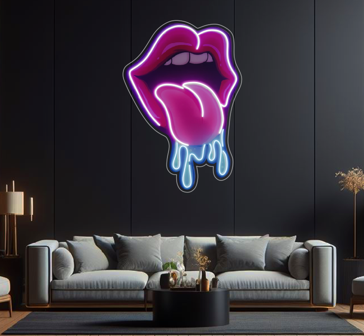 Dripping Lips UV LED Neon Sign
