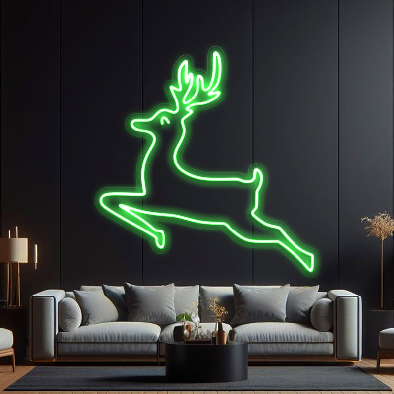 Jumping Reindeer Neon Sign for New Year