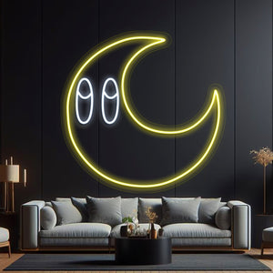Moon with Eyes Neon Signs