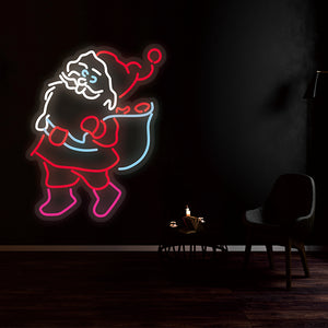 Marry Christmas with Mustache Neon Sign