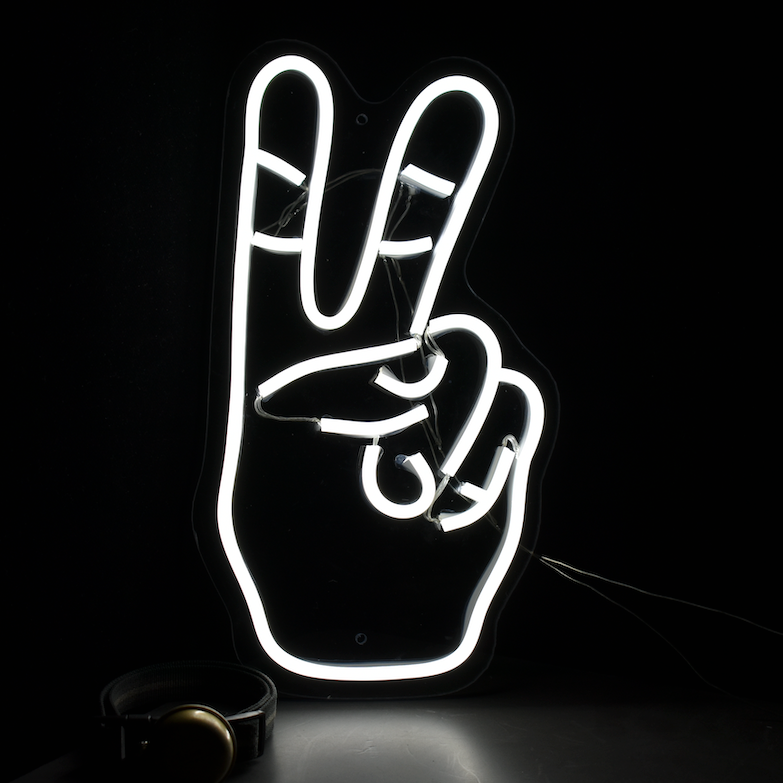 Peace Fingers Neon Sign
