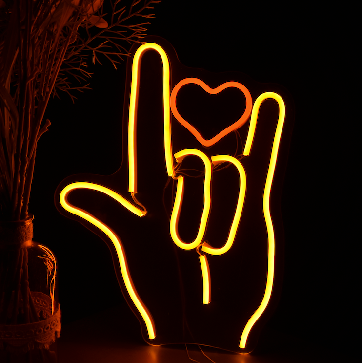 Finger Heart Rock Custom Neon Sign