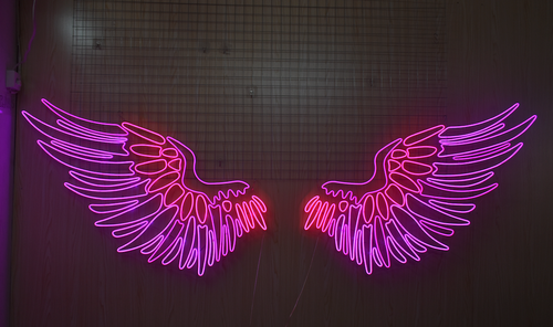 neon word wing